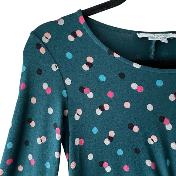 BODEN | NWOT ROSALIE TWIST FRONT JERSEY DRESS POLKA DOT DARK GREEN | 2 PETITE - Picture 10 of 10